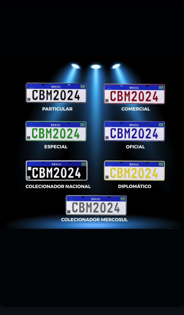 Categorias de placas Mercosul: particular, comercial, especial, oficial, colecionador e diplomática